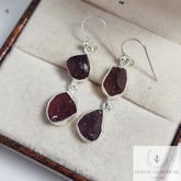 Raw Rhodonite Garnet Boho Earring,925 Sterling Silver Handmade Jewelry, Fashion Jewelry, Gemstone Dangle Earring, Anniversary Gift For Her